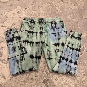 daydreamer blue and green tie dye waffle sweatpants